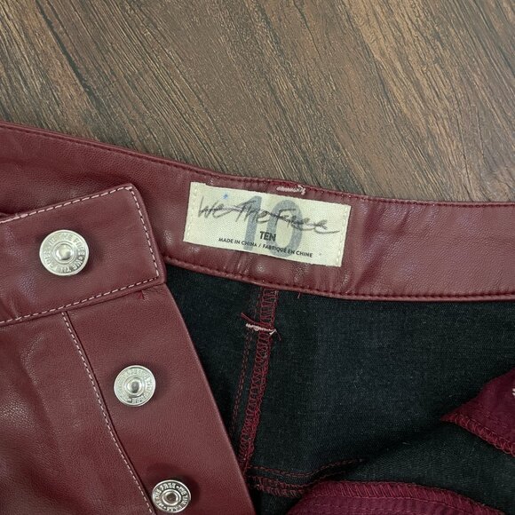 The Colette Wide Legs Jeans by Maeve Purple Plum Faux Leather Pants - Picture 3 of 8